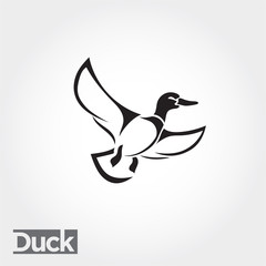 elegant line art Flying duck, goose, swan logo