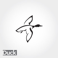side up Flying duck, goose, swan logo art