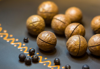 macadamia, Australian nut in a ceramic plate