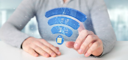 Man holding a contactless credit card payment concept 3d rendering