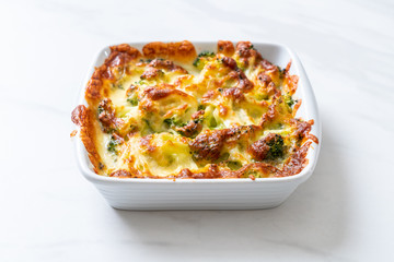 baked cauliflower and broccoli with cheese