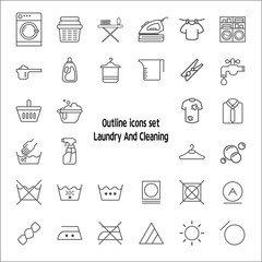 Outline icons set - Laundry And Cleaning