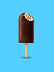 Realistic Detailed 3d Ice Cream Chocolate. Vector