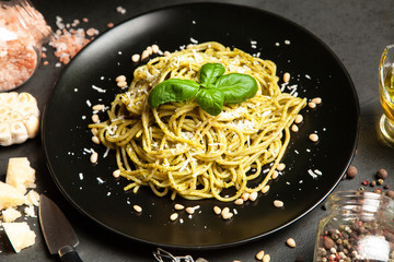 Pasta with pesto sauce
