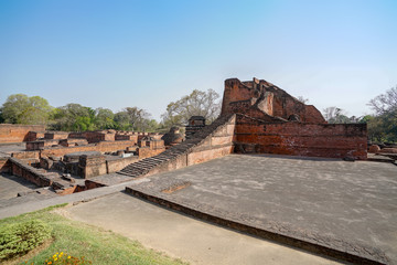 The ruins of Nalanda Mahavihara, Nalanda University Excavated Site, India.