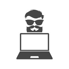 Hipster laptop icon