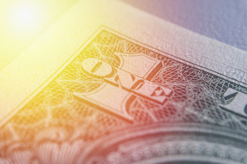 Fototapeta premium US Dollar bill, super macro, close up photo. Details of bills.