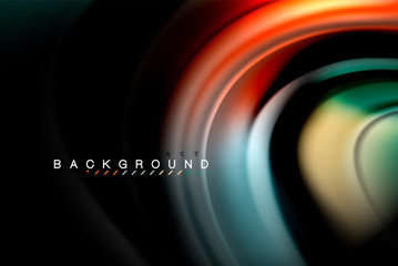 Fluid liquid colors design, colorful marble or plastic wavy texture background, glowing multicolored elements on black, for business or technology presentation or web brochure cover design, wallpaper