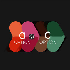 Flat design geometric infographics, arrow shape vector sticker or label, price tags, offer promotion badge, icon design, paper style layout for data graphic visualization step by step process, for