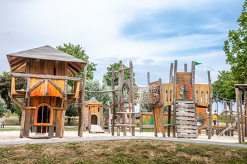 Typical wooden playground in a german town