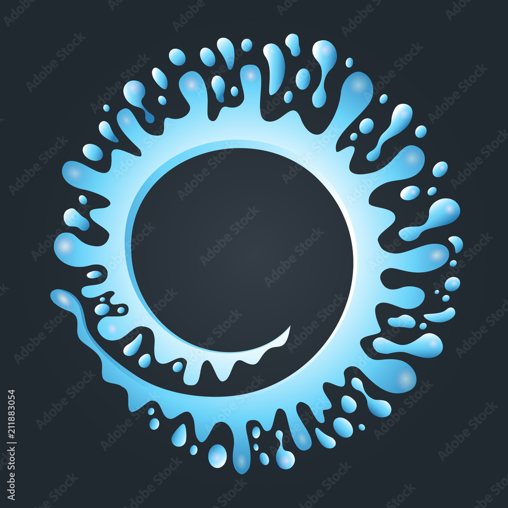 Poster a light blue paint spot. a colored blot with an empty space for text. splash splashes of liquid. iso