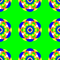 Obraz na płótnie Canvas Flower mandala. Seamless pattern. Bright green background