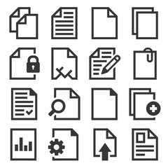 Paper Document Icons Set. Vector