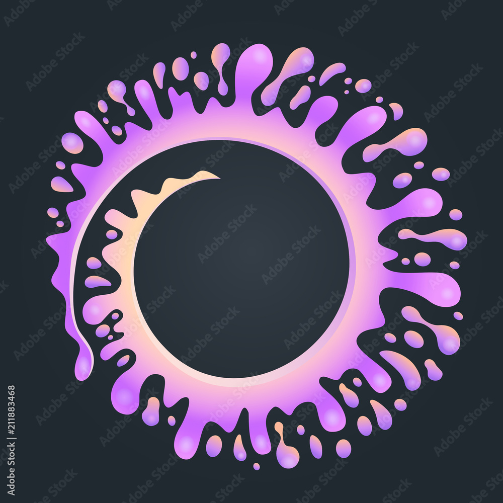 Poster violet stain of paint. a colored blot with an empty space for text. a splash of fluid. a pattern in 