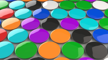 Blank colorful badges on black background