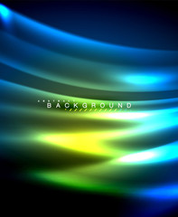Neon glowing techno lines, hi-tech futuristic abstract background template with square shapes