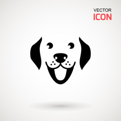 Dog head icon. Flat style. Cartoon dog face. Vector illustration isolated on white. Silhouette simple. Animal Logotype concept. Logo design template