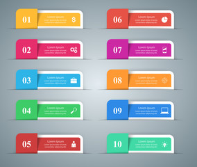 Business Infographics origami style Vector illustration. List of 10 items. 