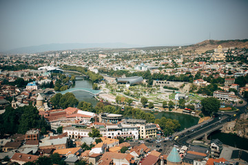 Fototapeta na wymiar panorama from above to the old city of Tbilisi