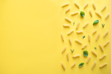 Penne Pasta on yellow