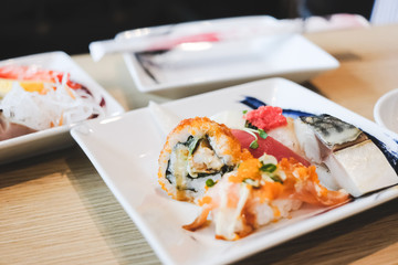 Sashimi on the plate, japanese food.