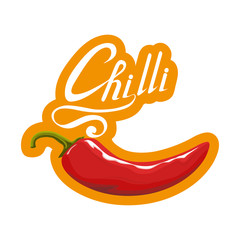 Hand drawn Red hot pepper. Spicy ingredient. Chili logo. Spice Hot Chili Pepper isolated on white background. Natural healthy food. Vector graphics to design