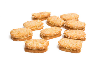 almond biscuits with cream isolated