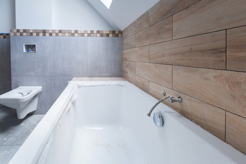 Bathroom interior at renovation in the house