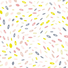 Vector organic seamless abstract background, botanical motif with stylized small leaves, freehand doodles pattern.