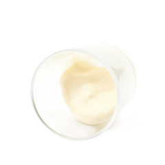 Glass shot of mayonnaise isolated
