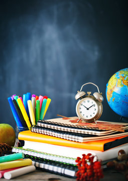 Back to school background with school supplies.