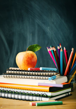 Back to school background with school supplies.