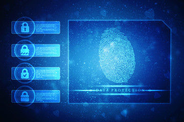 Fingerprint Scanning Technology Concept 2d Illustration
