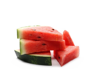 Fresh watermelon slices isolated on white background