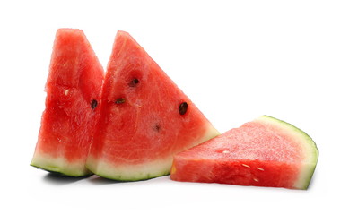Fresh watermelon slices isolated on white background