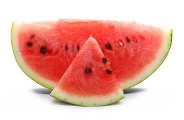 Fresh watermelon slices isolated on white background
