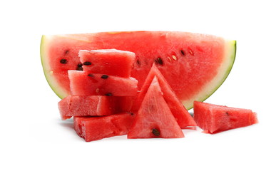Fresh watermelon slices isolated on white background