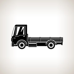 Silhouette Mini Lorry without Load Isolated on Light Background, Delivery Services, Logistics, Shipping and Freight of Goods, Vector Illustration