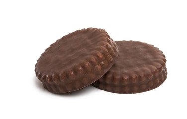 chocolate biscuit sandwich in chocolate glaze isolated