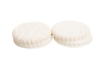 chocolate biscuit sandwich in chocolate glaze isolated