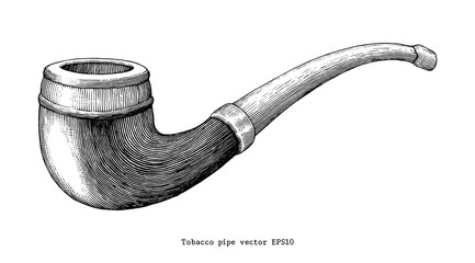 Fajka tytoniowa ręcznie rysunek sztuka clipart na białym tle - 211891897