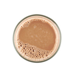 Tall glass of chocolate milk isolated