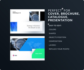 Square design presentation template with colourful rectangles shadows. Abstract vector set of modern horizontal banners