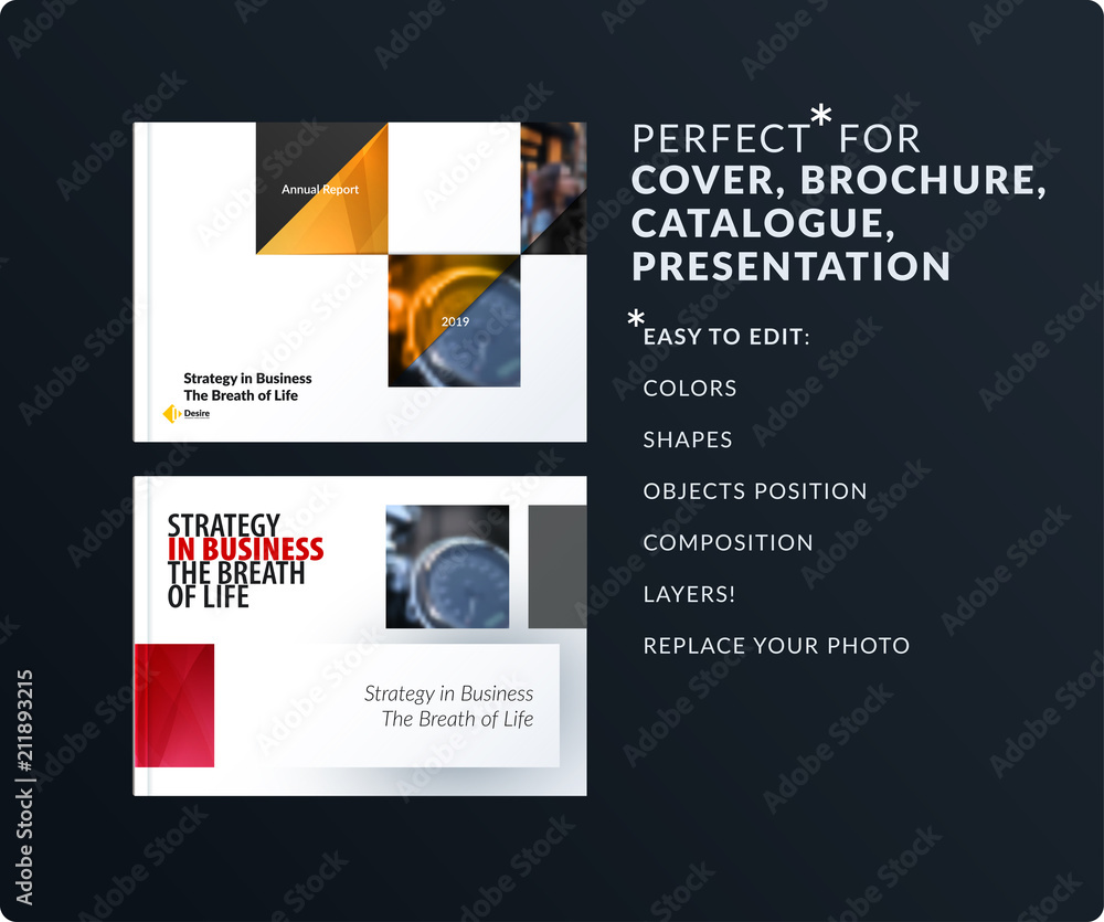 Poster square design presentation template with colourful rectangles shadows. abstract vector set of modern