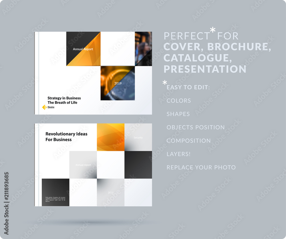 Poster square design presentation template with colourful rectangles shadows. abstract vector set of modern