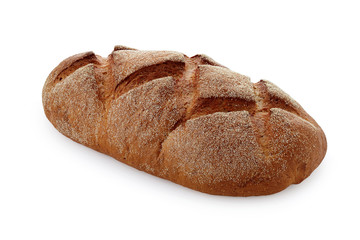 dark bread on white background isolated