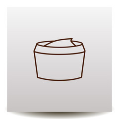  Face cream line vector icon on a realistic paper background with shadow