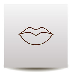 lips line vector icon on a realistic paper background with shadow