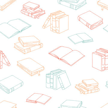 Books graphic color seamless pattern background sketch illustration vector