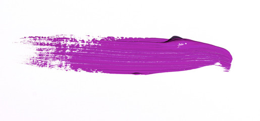 Purple brush stroke over white background